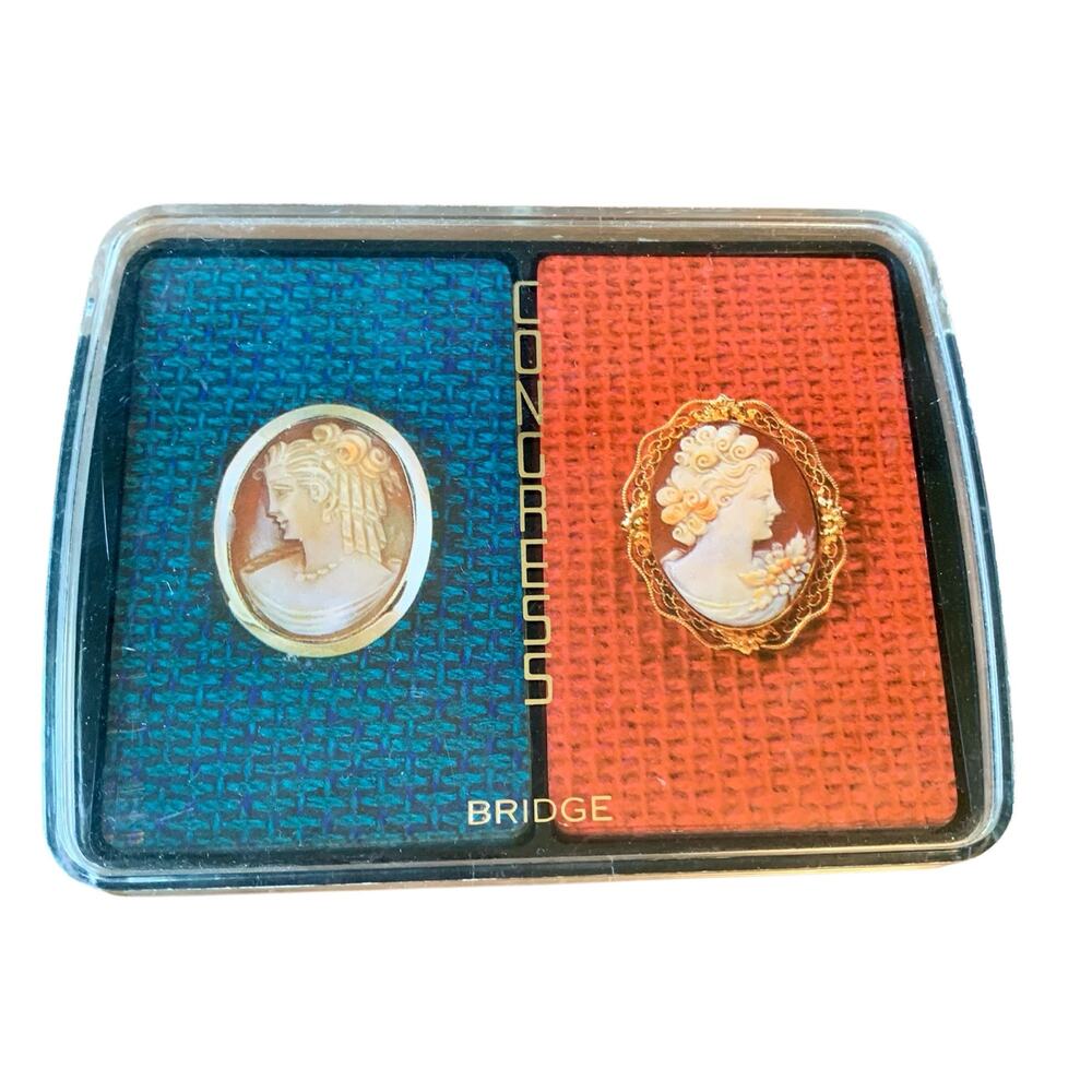 Vintage Congress Bridge Playing Cards Set of 2 Plastic Case